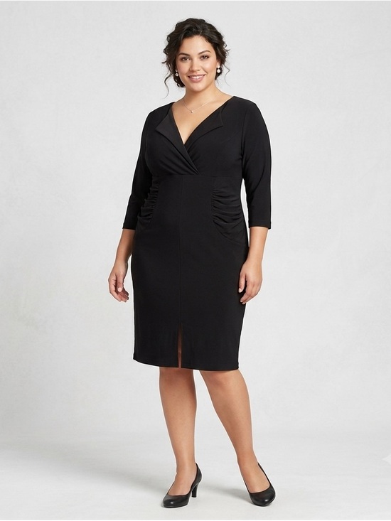 Adrianna Papell Dresses & Skirts - Adrianna Papell Woman’s Ruched Waist Draped Collar Sheath Midi Dress Size 16W